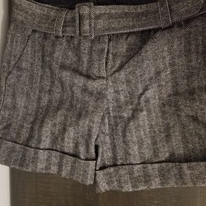 Twill grey and black belted shorts.